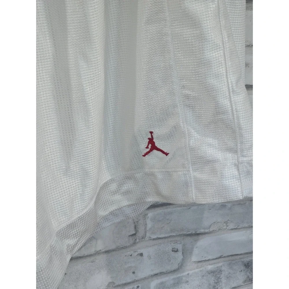 Vtg Jordan Basketball Shorts Shiny Dazzle Baggy Silky White Red 2000s Y2K 2XL